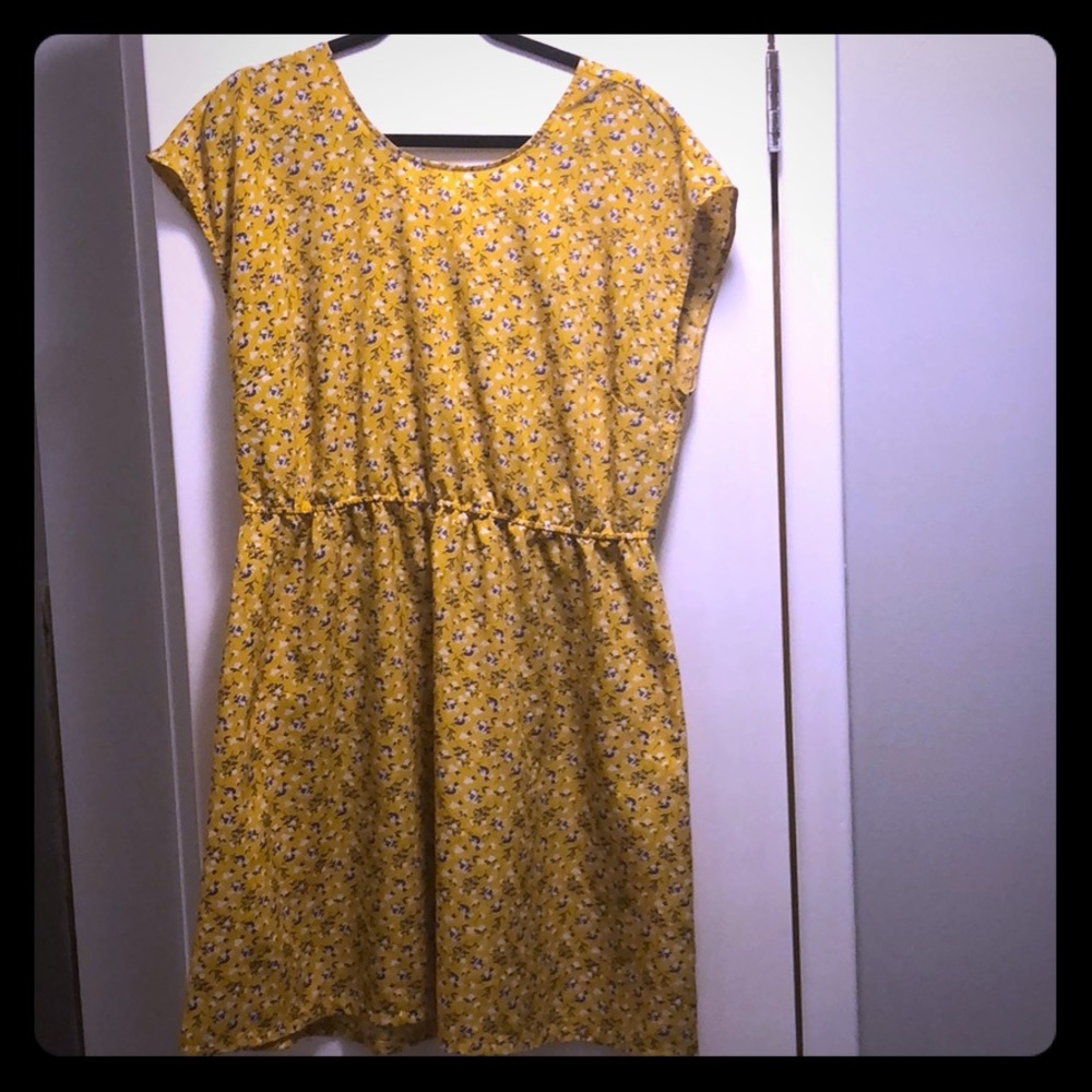 Mustard yellow floral summer dress